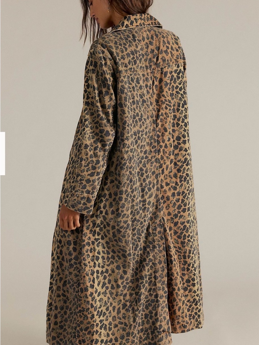Leopard Print Long Monique Denim Jacket - Picture 2 of 5